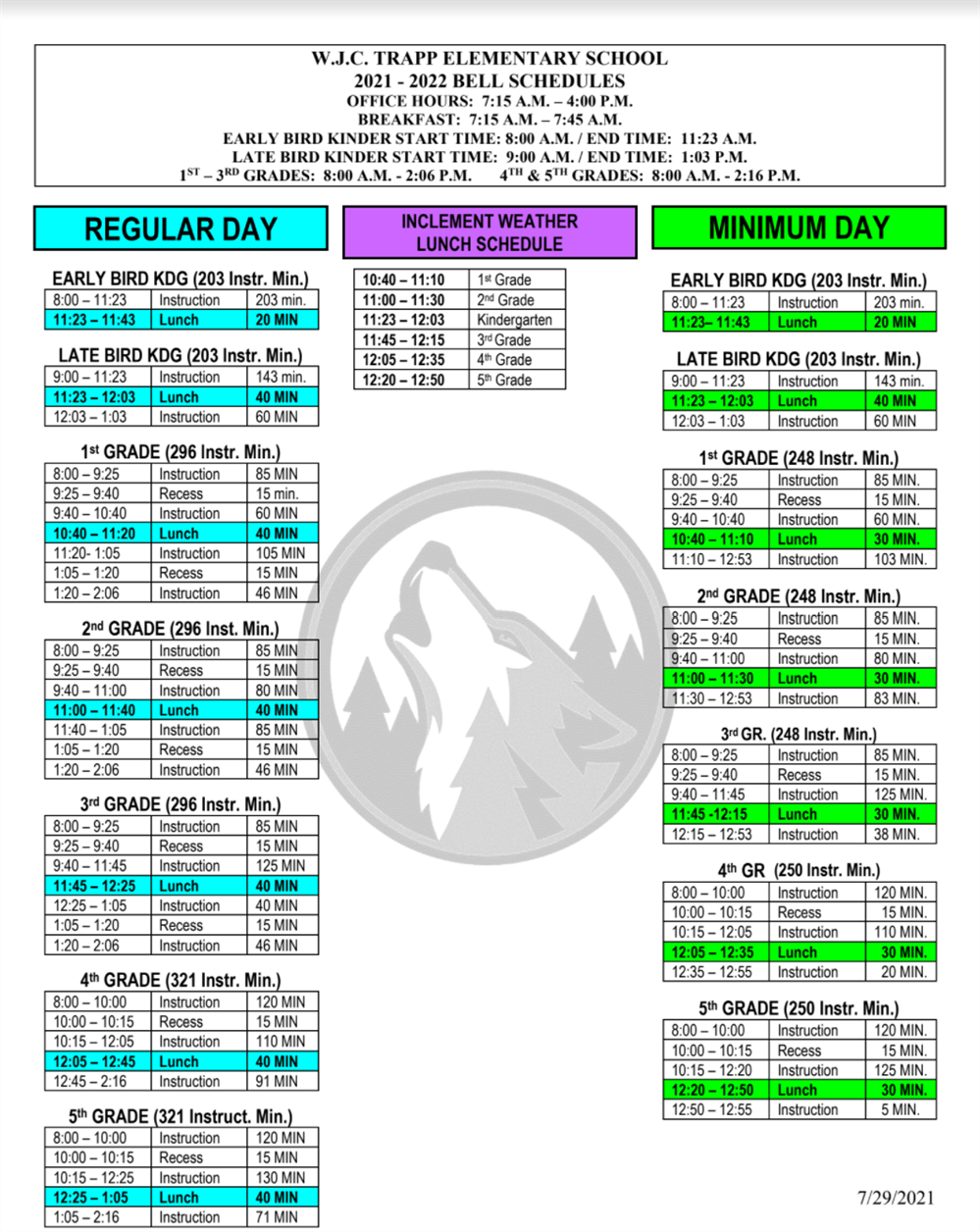  bell schedule
